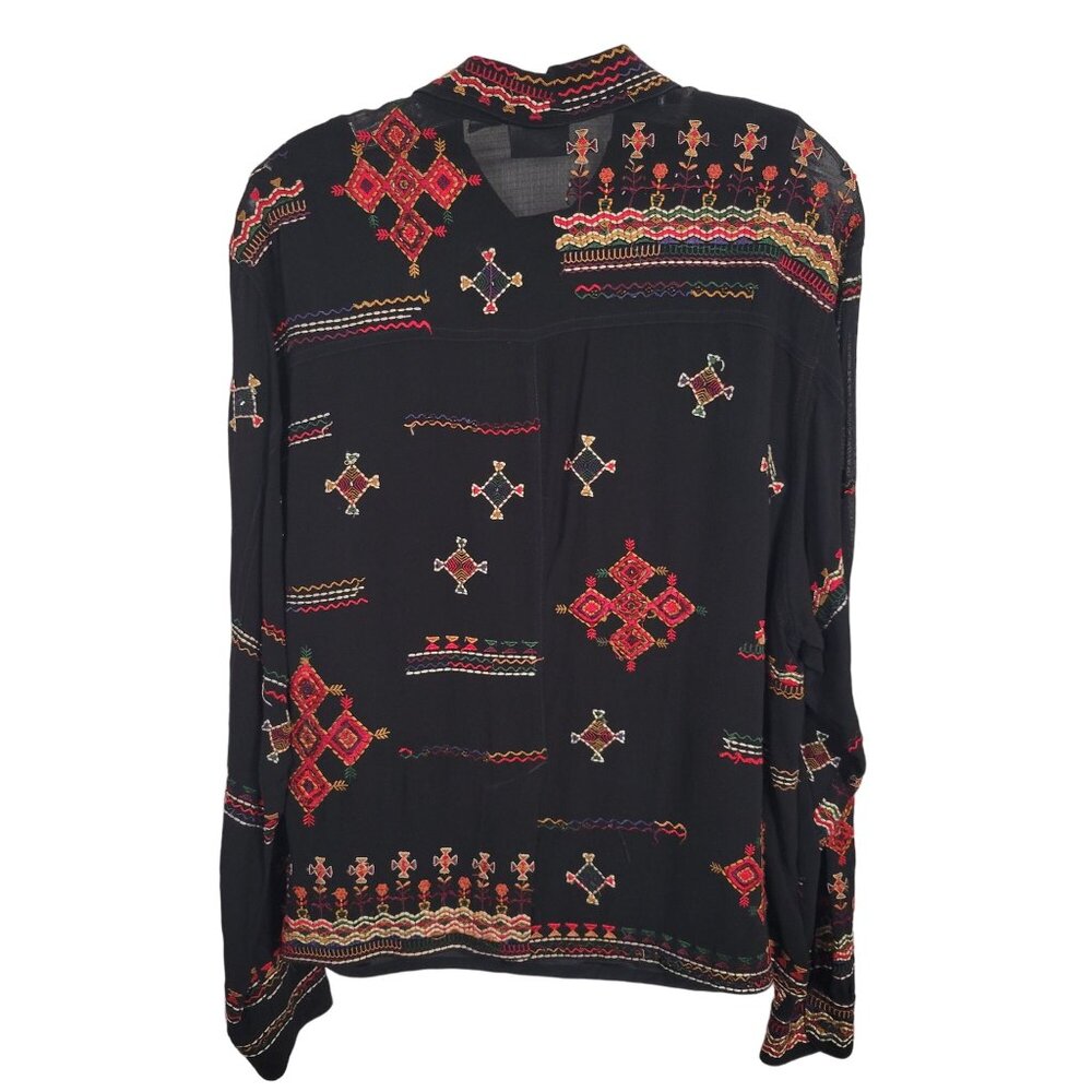 Chico's 2 Size L Twin Set Satin Tank Embroidered Beaded Crepe Shirt Jacket - Picture 3 of 14